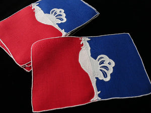 Vive la Cocktail! French Flag Rooster Vintage Madeira Cocktail Napkins - Set of 8