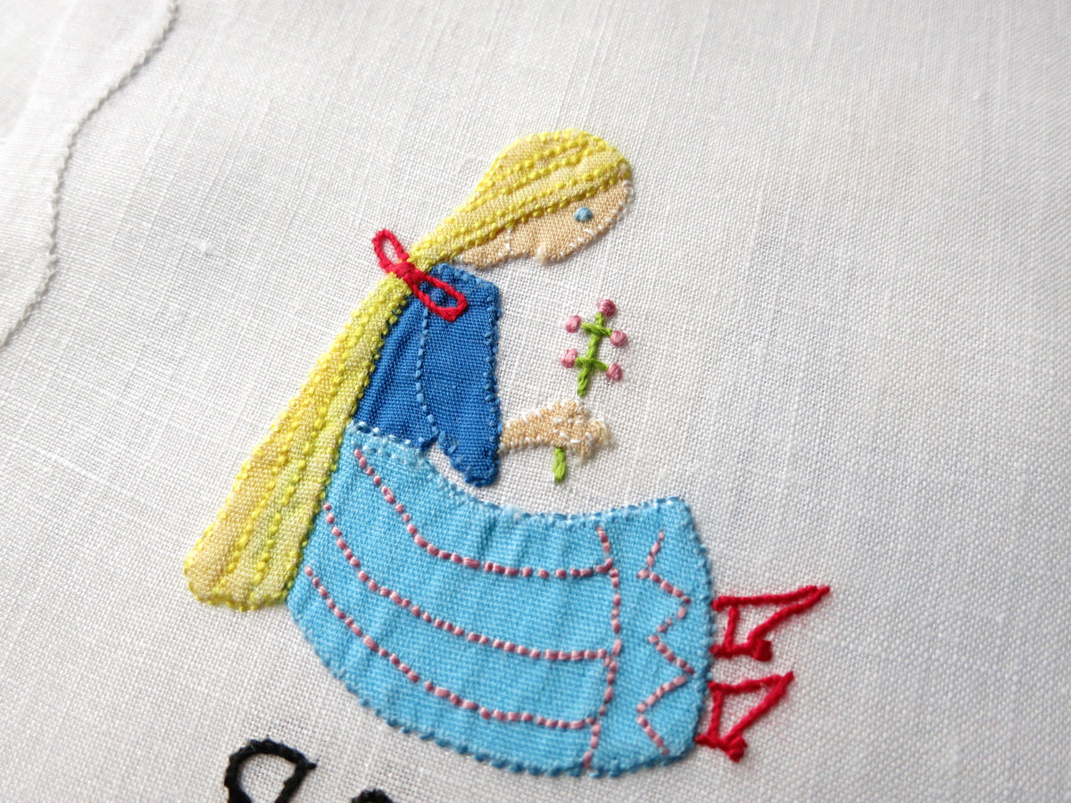 Vintage Virgo Zodiac Madeira Embroidered Linen Cocktail Napkins, Set of 8