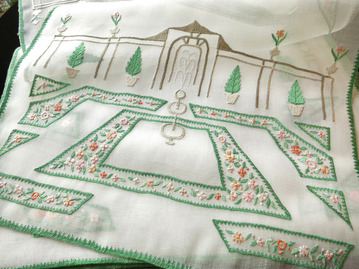 Formal Gardens Fountains Vintage Italian Placemat Set - Setting for 8