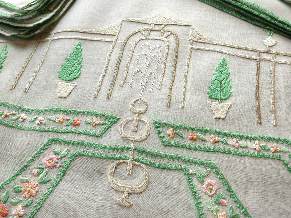 Formal Gardens Fountains Vintage Italian Placemat Set - Setting for 8