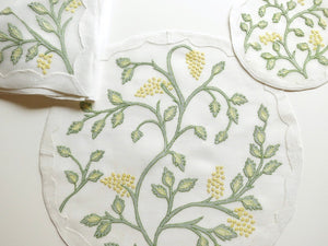 Jacobean Flowers Vintage Madeira Embroidery Placemat Set for 6