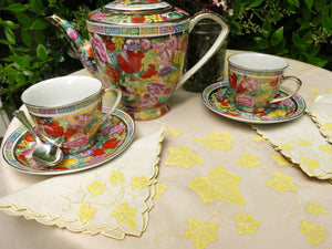 "Ivy" Vintage Marghab 12 Linen Tea Napkins, plus Tea Cloth