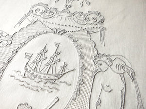 Italian Fountain Elaborate & Wonderful Antique Hand Embroidery Guest Towel