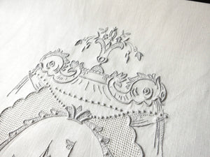 Italian Fountain Elaborate & Wonderful Antique Hand Embroidery Guest Towel