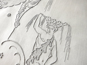 Italian Fountain Elaborate & Wonderful Antique Hand Embroidery Guest Towel