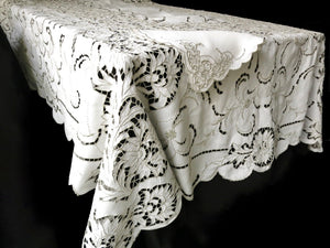 Sunflowers Vintage Madeira Embroidered Tablecloth & 12 Napkins 62x120"