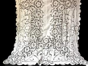 Sunflowers Vintage Madeira Embroidered Tablecloth & 12 Napkins 62x120"