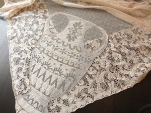 Ancient Greek Hunt Antique French Alencon Lace Tablecloth 68x108