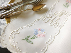 Hydrangeas Vintage Continental Size Napkins Madeira Embroidery ~ Set of 12