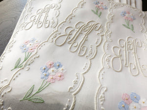 Hydrangeas Vintage Continental Size Napkins Madeira Embroidery ~ Set of 12