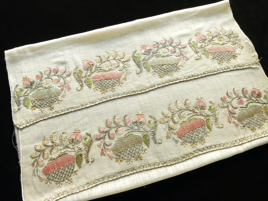 Light and Airy Antique Ottoman Embroidered Fruits Towel 20x46"