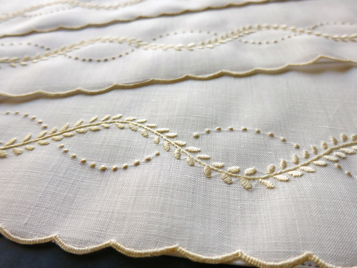 Vintage Italian Linen Embroidered Guest Towels