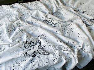 Edwardian Vintage Lace & Linen Tablecloth 60x80"