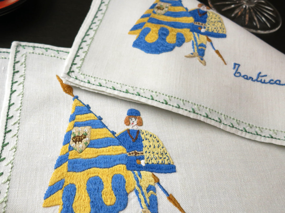 Palio di Siena Flag Bearers Vintage Italian 16pc Placemat Set for 8