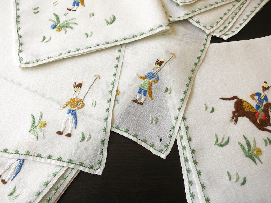 Persian Polo Players Italian Rapisardi Linen 16pc Placemat Set, Setting for 8