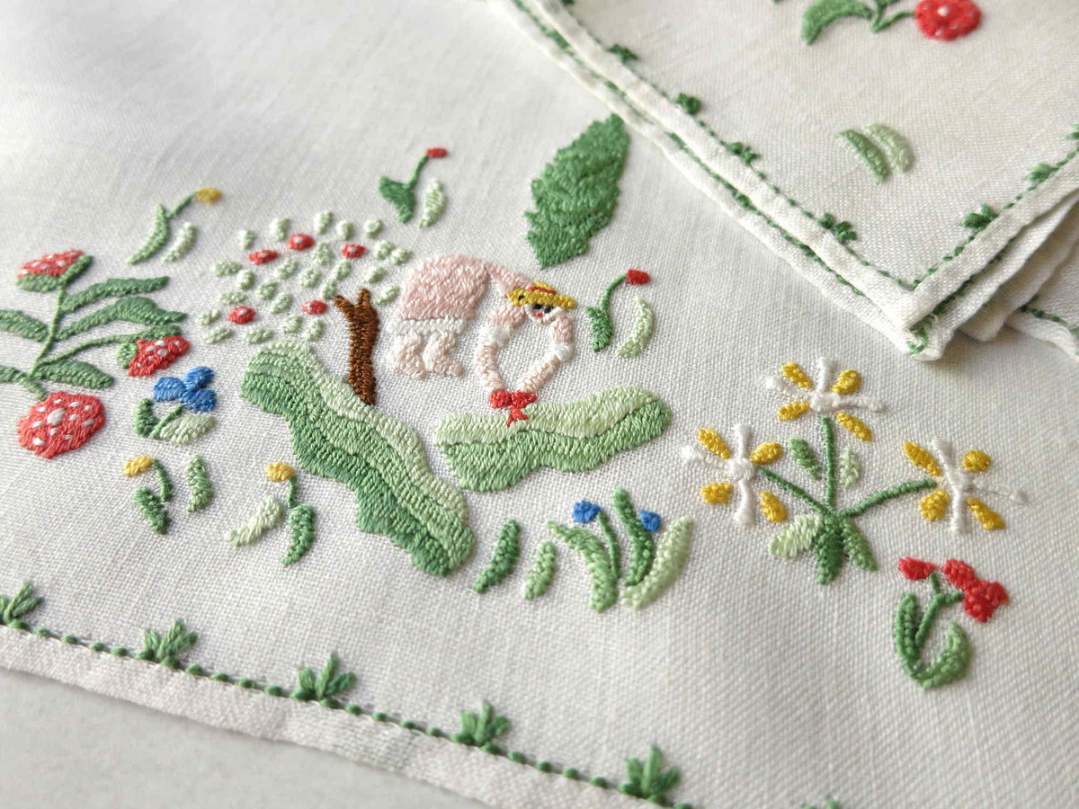 Gardening Vintage Rapisardi Italian Linen 3pc Breakfast Set