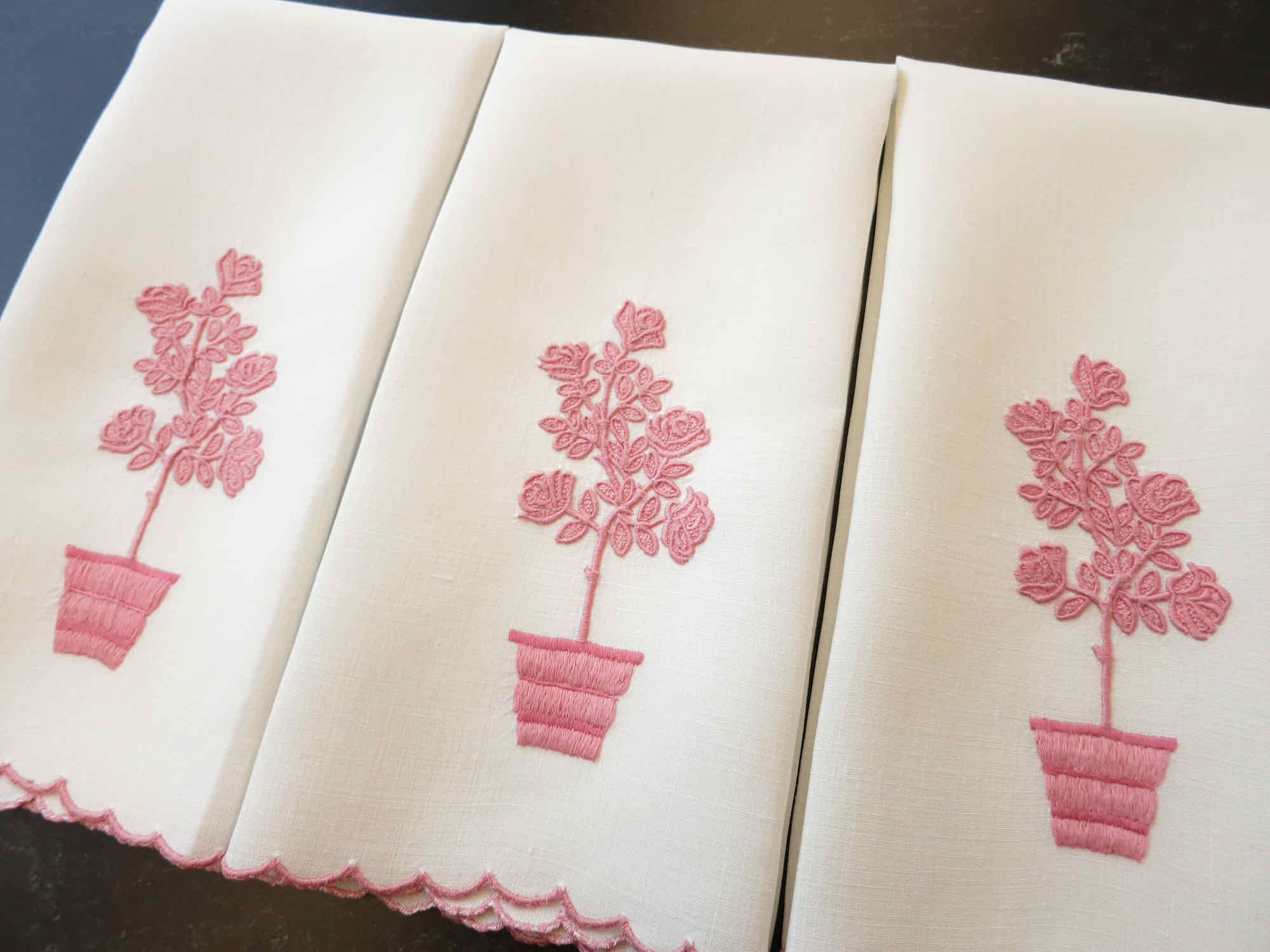 Rose Tree Vintage Linen Madeira Guest Towels ~ Set of 3