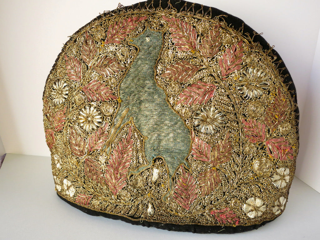 Densely Embroidered Antique Ottoman Turkish Tea Cozy