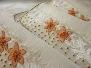 Tropical Flowers Vintage Madeira Linen Cocktail Napkins - Set of 8