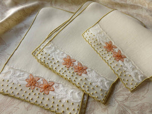 Tropical Flowers Vintage Madeira Linen Cocktail Napkins - Set of 8