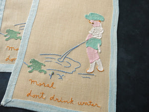 Moral: Don't Drink Water Vintage French Cocktail Napkins - Set of 6